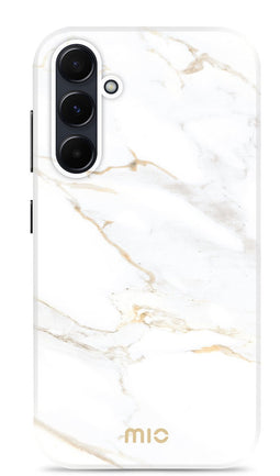Mio by Mobilize Hoesje geschikt voor Samsung Galaxy A55 MagSafe Telefoonhoesje Hardcase | Mio by Mobilize Backcover | Geschikt voor MagSafe | Geschikt voor Draadloos Opladen met Magnetische Ring | MagSafe Case - White Marble | Wit