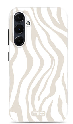 Mio by Mobilize Hoesje geschikt voor Samsung Galaxy A55 MagSafe Telefoonhoesje Hardcase | Mio by Mobilize Backcover | Geschikt voor MagSafe | Geschikt voor Draadloos Opladen met Magnetische Ring | MagSafe Case - Sandy Zebra | Wit