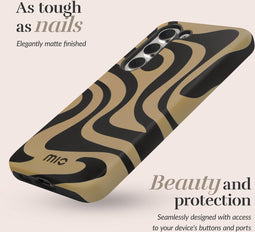 Mio by Mobilize Hoesje geschikt voor Samsung Galaxy A55 MagSafe Telefoonhoesje Hardcase | Mio by Mobilize Backcover | Geschikt voor MagSafe | Geschikt voor Draadloos Opladen met Magnetische Ring | MagSafe Case - Swirl | Zwart,bruin