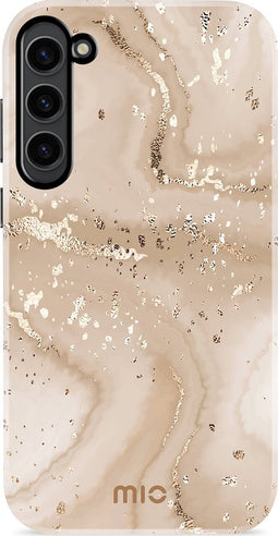 Mio by Mobilize Hoesje geschikt voor Samsung Galaxy S23 MagSafe Telefoonhoesje Hardcase | Mio by Mobilize Backcover | Geschikt voor MagSafe | Geschikt voor Draadloos Opladen met Magnetische Ring | MagSafe Case - Gold Marble | Goud