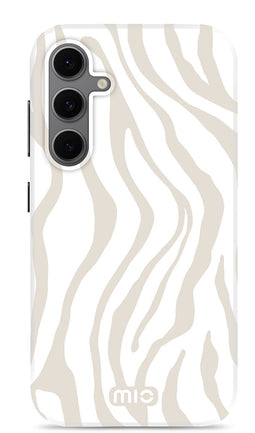 Mio by Mobilize Hoesje geschikt voor Samsung Galaxy S24 FE MagSafe Telefoonhoesje Hardcase | Mio by Mobilize Backcover | Geschikt voor MagSafe | Geschikt voor Draadloos Opladen met Magnetische Ring | MagSafe Case - Sandy Zebra | Wit