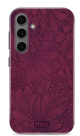 Mio by Mobilize Hoesje geschikt voor Samsung Galaxy S24 MagSafe Telefoonhoesje Hardcase | Mio by Mobilize Backcover | Geschikt voor MagSafe | Geschikt voor Draadloos Opladen met Magnetische Ring | MagSafe Case - Berry Blooms | Rood
