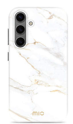 Mio by Mobilize Hoesje geschikt voor Samsung Galaxy S24 MagSafe Telefoonhoesje Hardcase | Mio by Mobilize Backcover | Geschikt voor MagSafe | Geschikt voor Draadloos Opladen met Magnetische Ring | MagSafe Case - White Marble | Wit