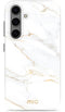 Mio by Mobilize Hoesje geschikt voor Samsung Galaxy S24 MagSafe Telefoonhoesje Hardcase | Mio by Mobilize Backcover | Geschikt voor MagSafe | Geschikt voor Draadloos Opladen met Magnetische Ring | MagSafe Case - White Marble | Wit