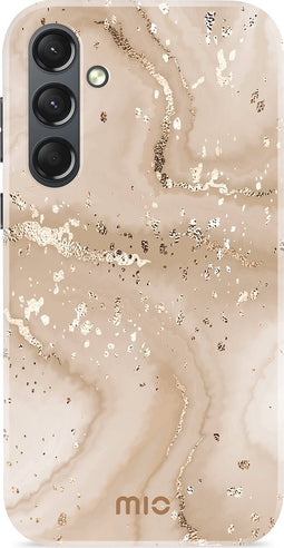 Mio by Mobilize Hoesje geschikt voor Samsung Galaxy S24 Plus MagSafe Telefoonhoesje Hardcase | Mio by Mobilize Backcover | Geschikt voor MagSafe | Geschikt voor Draadloos Opladen met Magnetische Ring | MagSafe Case - Gold Marble | Goud