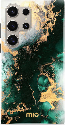 Mio by Mobilize Hoesje geschikt voor Samsung Galaxy S24 Ultra MagSafe Telefoonhoesje Hardcase | Mio by Mobilize Backcover | Geschikt voor MagSafe | Geschikt voor Draadloos Opladen met Magnetische Ring | MagSafe Case - Green Marble | Groen