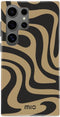 Mio by Mobilize Hoesje geschikt voor Samsung Galaxy S24 Ultra MagSafe Telefoonhoesje Hardcase | Mio by Mobilize Backcover | Geschikt voor MagSafe | Geschikt voor Draadloos Opladen met Magnetische Ring | MagSafe Case - Swirl | Zwart,bruin