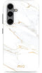 Mio by Mobilize Hoesje geschikt voor Samsung Galaxy S25 Edge MagSafe Telefoonhoesje Hardcase | Mio by Mobilize Backcover | Geschikt voor MagSafe | Geschikt voor Draadloos Opladen met Magnetische Ring | MagSafe Case - White Marble | Wit