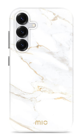 Mio by Mobilize Hoesje geschikt voor Samsung Galaxy S25 MagSafe Telefoonhoesje Hardcase | Mio by Mobilize Backcover | Geschikt voor MagSafe | Geschikt voor Draadloos Opladen met Magnetische Ring | MagSafe Case - White Marble | Wit