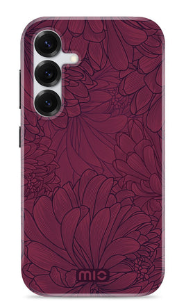 Mio by Mobilize Hoesje geschikt voor Samsung Galaxy S25 MagSafe Telefoonhoesje Hardcase | Mio by Mobilize Backcover | Geschikt voor MagSafe | Geschikt voor Draadloos Opladen met Magnetische Ring | MagSafe Case - Berry Blooms | Rood