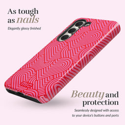 Mio by Mobilize Hoesje geschikt voor Samsung Galaxy S25 Plus MagSafe Telefoonhoesje Hardcase | Mio by Mobilize Backcover | Geschikt voor MagSafe | Geschikt voor Draadloos Opladen met Magnetische Ring | MagSafe Case - Wild Hearts | Roze