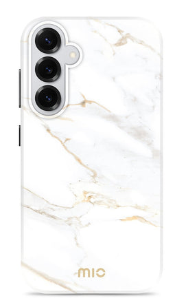 Mio by Mobilize Hoesje geschikt voor Samsung Galaxy S25 Ultra MagSafe Telefoonhoesje Hardcase | Mio by Mobilize Backcover | Geschikt voor MagSafe | Geschikt voor Draadloos Opladen met Magnetische Ring | MagSafe Case - White Marble | Wit