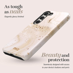 Mio by Mobilize Hoesje geschikt voor Samsung Galaxy S25 Ultra MagSafe Telefoonhoesje Hardcase | Mio by Mobilize Backcover | Geschikt voor MagSafe | Geschikt voor Draadloos Opladen met Magnetische Ring | MagSafe Case - Gold Marble | Bruin
