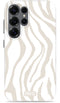 Mio by Mobilize Hoesje geschikt voor Samsung Galaxy S25 Ultra MagSafe Telefoonhoesje Hardcase | Mio by Mobilize Backcover | Geschikt voor MagSafe | Geschikt voor Draadloos Opladen met Magnetische Ring | MagSafe Case - Sandy Zebra | Wit