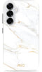 Mio by Mobilize Hoesje geschikt voor Samsung Galaxy S25 Ultra MagSafe Telefoonhoesje Hardcase | Mio by Mobilize Backcover | Geschikt voor MagSafe | Geschikt voor Draadloos Opladen met Magnetische Ring | MagSafe Case - White Marble | Wit