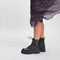 PS Poelman Korio - Leren Chunky Plateau Combat Veterlaarzen - Zwart - Dames - Maat 39