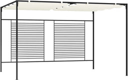 vidaXL - Prieel - met - uittrekbaar - dak - 180 - g/m² - 3x4x2,3 - m - crèmekleurig