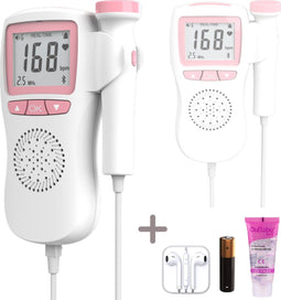 Baby Doppler - Hartslagmeter - 100% Veilig - Compleet Pakket met Oordopjes & Batterijen - Wit/Roze