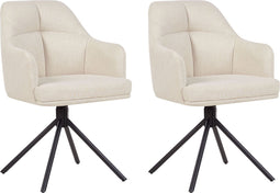 MIRA - Eetkamerstoel set van 2 - Beige - Stof