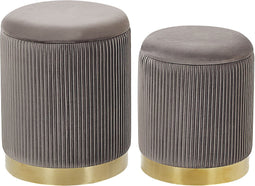 MIRAMAR - Poef - Grijs - 35/31 cm - Fluweel