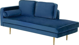 MIRAMAS - Chaise longue - Blauw - Linkerzijde - Fluweel