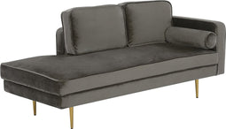 MIRAMAS - Chaise longue - Grijs - Rechterzijde - Fluweel