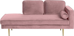 MIRAMAS - Chaise longue - Roze - Rechterzijde - Fluweel