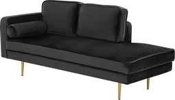 MIRAMAS - Chaise longue - Zwart - Linkerzijde - Fluweel