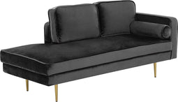 MIRAMAS - Chaise longue - Zwart - Rechterzijde - Fluweel