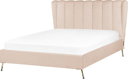 MIRIBEL - Tweepersoonsbed - Beige - 140x200 - Fluweel
