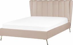 MIRIBEL - Tweepersoonsbed - Taupe - 140x200 - Fluweel