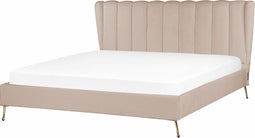 MIRIBEL - Tweepersoonsbed - Taupe - 180x200 - Fluweel