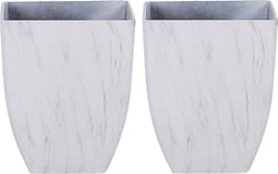 MIRO - Bloempot set van 2 - Wit - 35 cm - Stenenmix