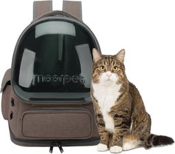 MIRO® Katten Rugzak Transport - Reismand Kat & Hond - Vervoersbox Draag Tas - Hondenrugzak - Dieren Reistas - Vervoerstas - Bruin