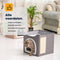 MIRO® Kattenhuis Met Krabpaal - Slaaphol , Mand , Hok , Bed & Meubel Voor Katten - Opvouwbaar Met Krabmat - Grijs