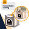 MIRO® Kattenhuis Met Krabpaal - Slaaphol , Mand , Hok , Bed & Meubel Voor Katten - Opvouwbaar Met Krabmat - Grijs