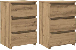 vidaXL - Nachtkastjes - 2 - st - 40x35x62,5 - cm - bewerkt - hout - artisanaal - eiken
