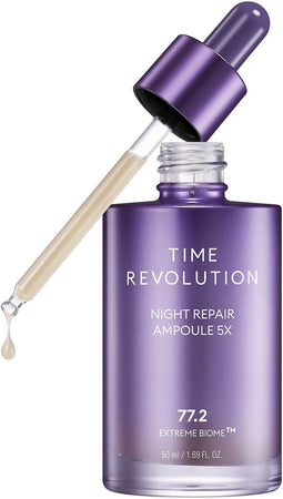 Missha - Time Revolution - 50 ml - Night Repair Ampoule 5X - 77.2 Biome - Anti age - Verzorgend - Anti Rimpel - Serum - Korean Skincare