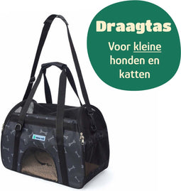 Mister Mill Huisdiertas - Reistas Kat - Reistas Hond - Schoudertas voor Honden en Katten - Reismand Kat - Kattentas Transporttas Hondendraagtas - Hondendrager Zwart met Botjes Print