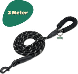 Mister Mill Reflecterende Hondenriem 2 Meter Zwart - Honden Riem - Hondenlijn - Honden Lijn