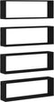 vidaXL - Wandplanken - 4 - stuks - Zwart - Eiken - 80x15x26 - cm - Bewerkte - Hout