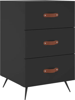 vidaXL - Nachtkastje - 40x40x66 - cm - bewerkt - hout - zwart
