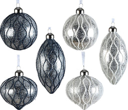 Mix glas d8 cm zilver a6 kerst