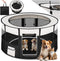 tectake® Puppy-box Carola - Opvouwbare Dierenbox - 8 meshvensters 2 deuren - Zwart (Nr. 402438)
