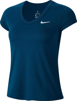Nike Nkct Dry Top Ss - Sportshirt Dames - Aansluitend - Valerian Blue/White - Maat S