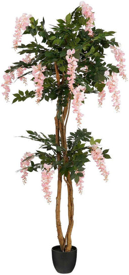 Mica Decorations Kunstbloem Wisteria - 60x60x180 cm - Polyester - Licht Roze