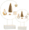 J-Line decoratie Semicirkel Op Voet + Kerstman - hout - wit/goud - LED lichtjes
