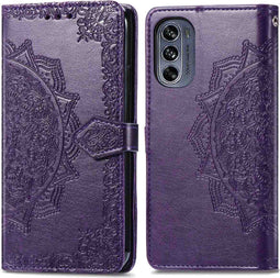 imoshion Hoesje Geschikt voor Motorola Moto G62 Hoesje Met Pasjeshouder - imoshion Mandala Bookcase - Paars