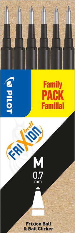 6 Vullingen voor Pilot FriXion Ball & Clicker zwart M 0,7 mm