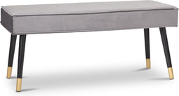 LIFA LIVING Halbank Barcelona - Modern - Velvet & Hout - Grijs - 101 x 42 x 45 cm